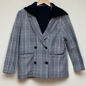 Zara TRF Plaid Double Breasted Blazer Gray Check Small-Medium